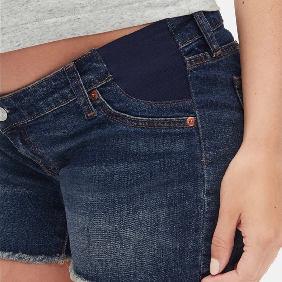 Gap Maternity Inset Panel Denim Shorts - Picture 3 of 5